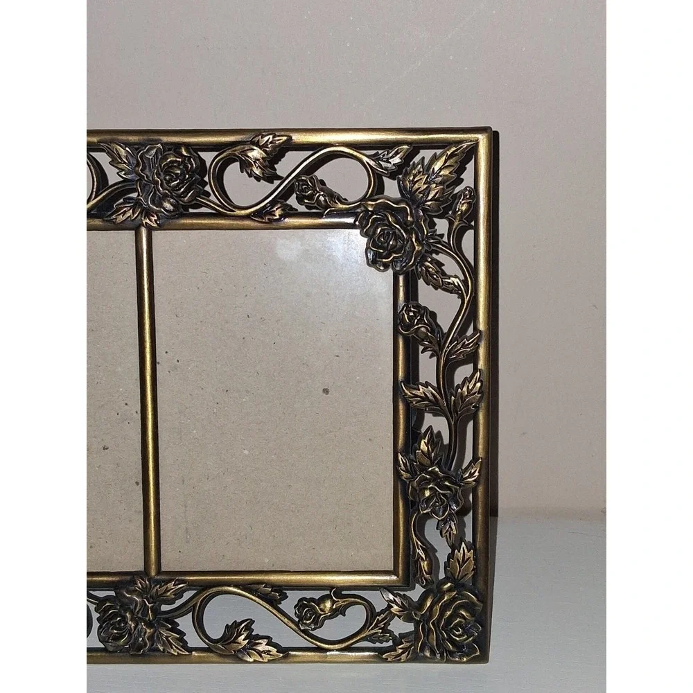 Pair Gold Glitter Baroque Scrollwork Mirror Christmas Ornaments 5